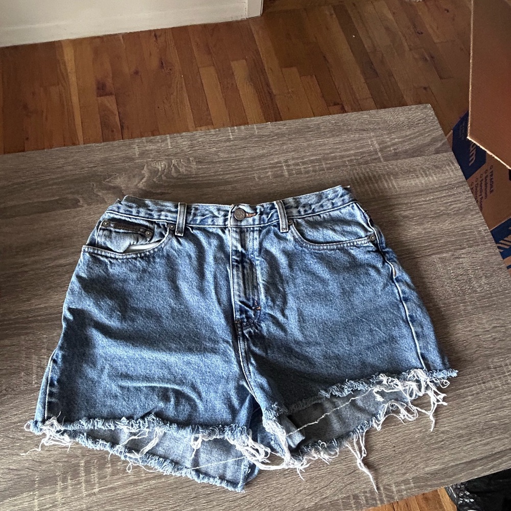 Calvin Klein Jeans Light Blue Frayed Hem Shorts